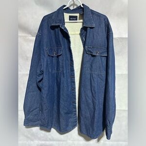 Puritan Jacket Mens Size XL Denim Sherpa Fleece Lined Chore Coat Pockets Shacket